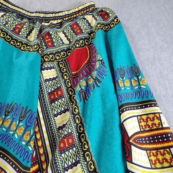 Mix Nouveau Skirt Womens Medium Green Polyester Dashiki Print Maxi Elastic Waist - Picture 8 of 10